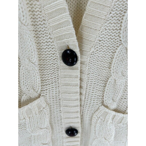 Women's Divided By H&M Ivory V-neck Cableknit Cardigan Sweater Size 6 - Picture 4 of 7
